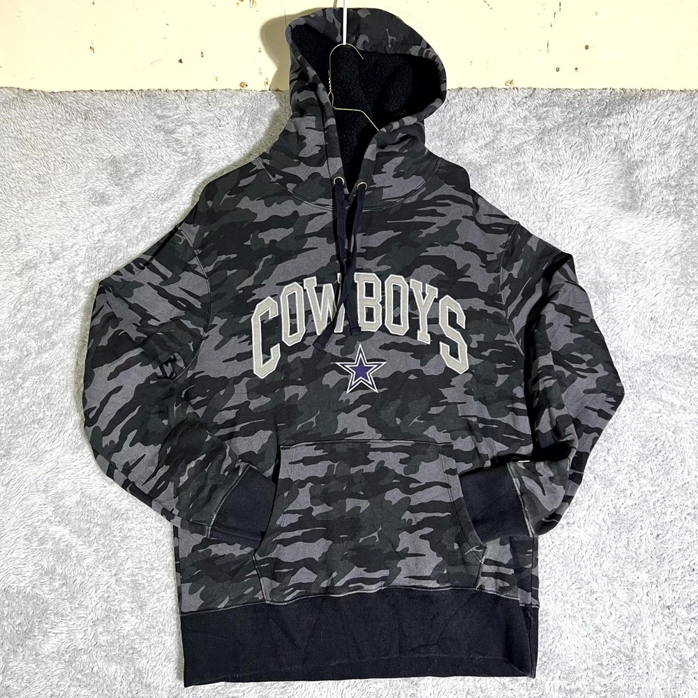Dallas Cowboys Hoodie Mens Medium‎ Gray Tailgate Camouflage Cotton Fleece Lined
